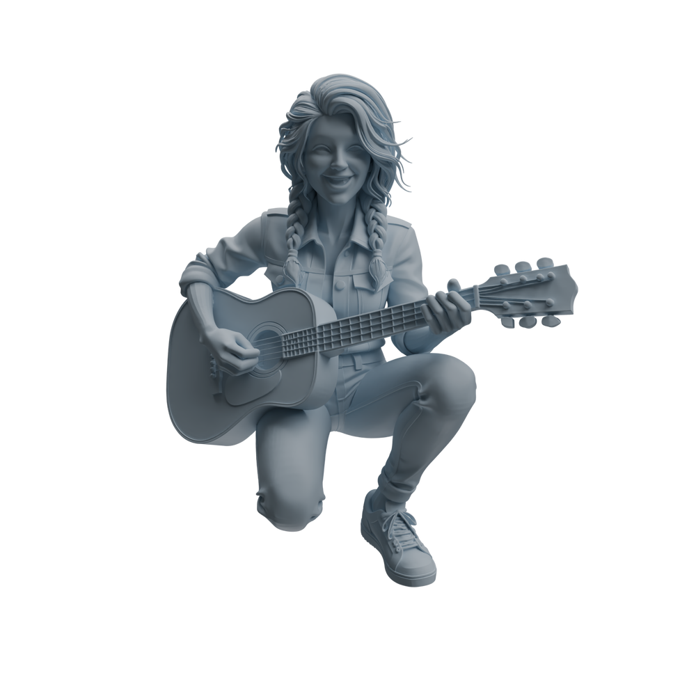 Detail view of MRY-SFW LYTR1026 Outdoor Guitar Playing Female Character Modern Model 3 pcs Model