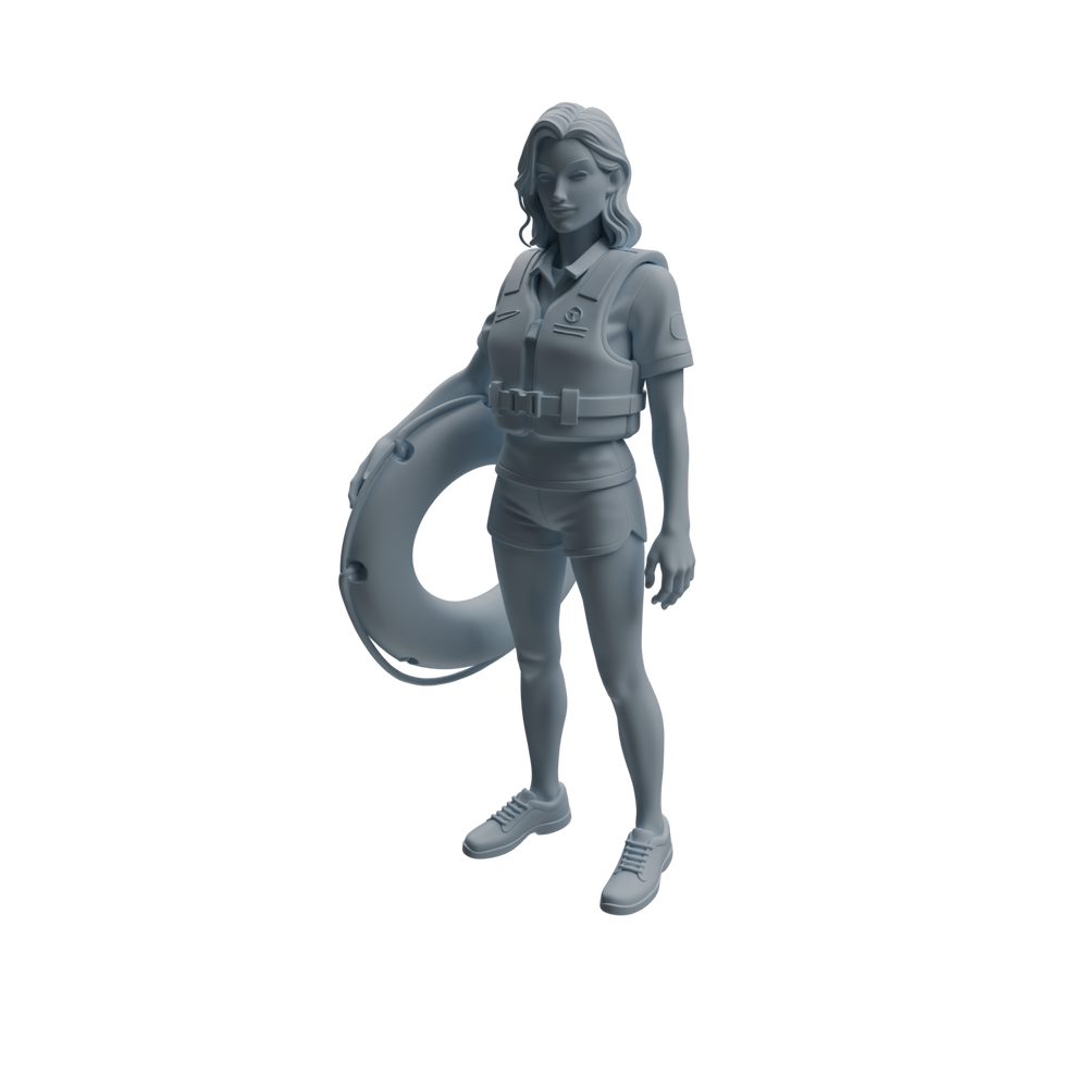 Detail view of MRY-SFW LYTR1008 Female Lifeguard on Beach Character Modern Model 4 pcs Model