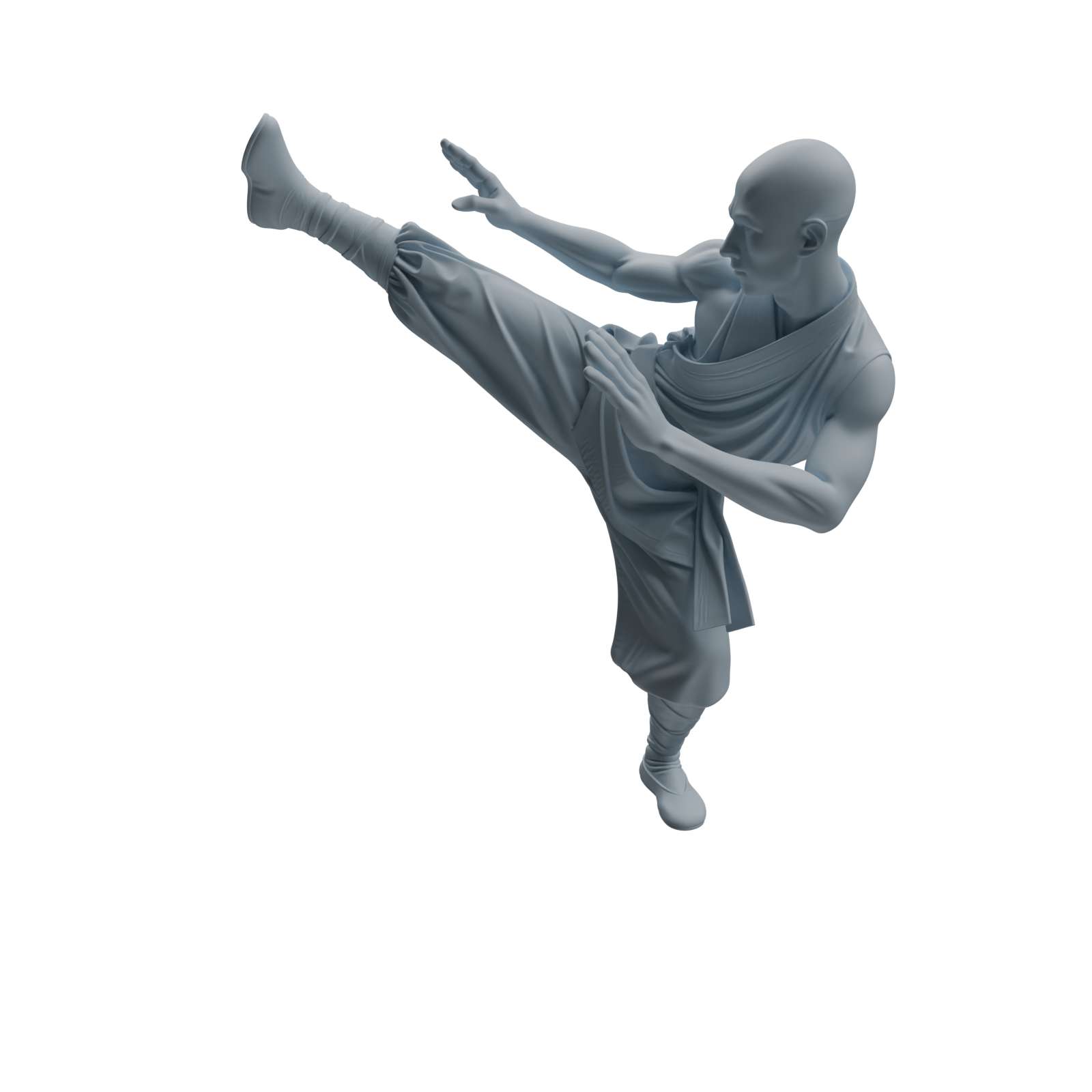 Detail view of MRY-SFW LYTR1076 Kung Fu Martial Monk Character Modern Model 3 pcs Model