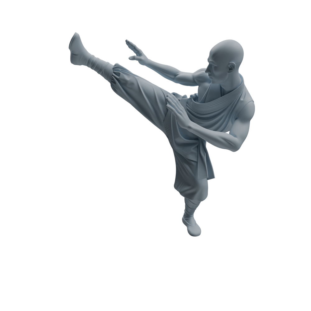 Detail view of MRY-SFW LYTR1076 Kung Fu Martial Monk Character Modern Model 3 pcs Model