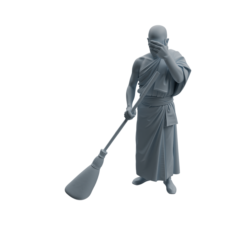 Detail view of MRY-SFW LYTR1083 Sweeping Monk Character Modern Model 4 pcs Model
