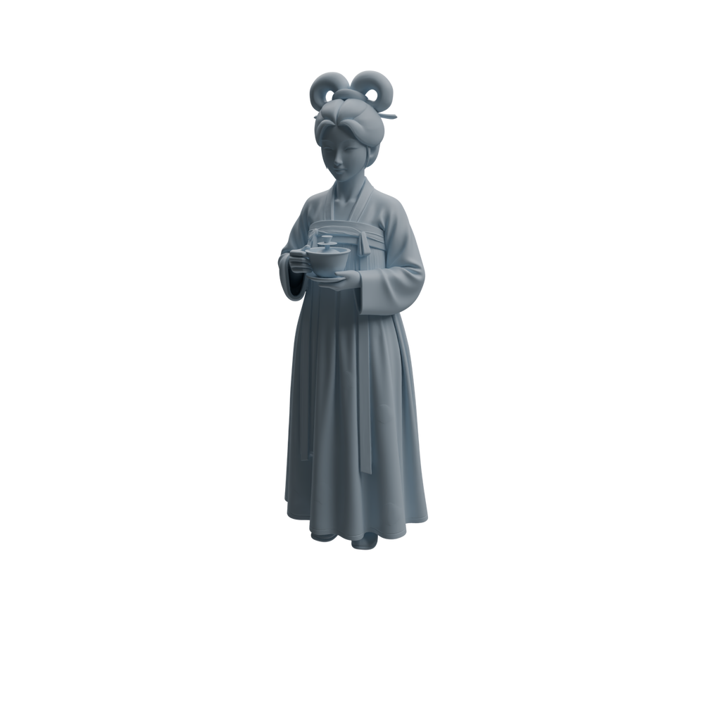 Detail view of MRY-SFW LYTR982 Ancient Lady Tea Ceremony Character Modern Model 3 pcs Model