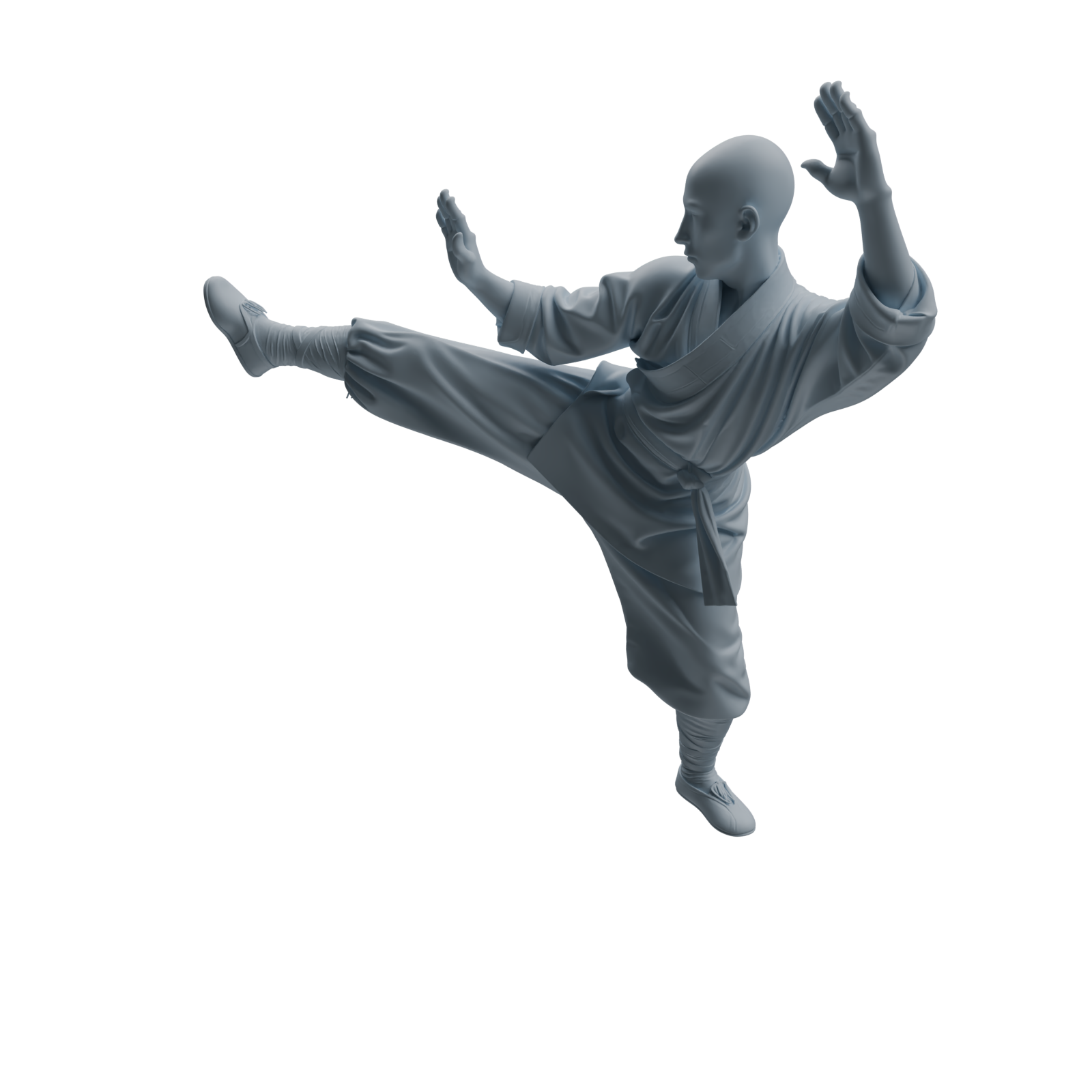 Detail view of MRY-SFW LYTR1074 Kung Fu Kicking Monk Character Modern Model 4 pcs Model