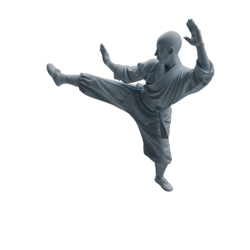 Detail view of MRY-SFW LYTR1074 Kung Fu Kicking Monk Character Modern Model 4 pcs Model