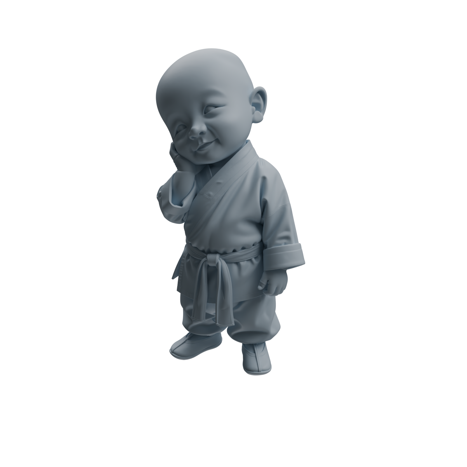 Detail view of MRY-SFW LYTR1073 Cute Expression Little Monk Character Modern Model 3 pcs Model