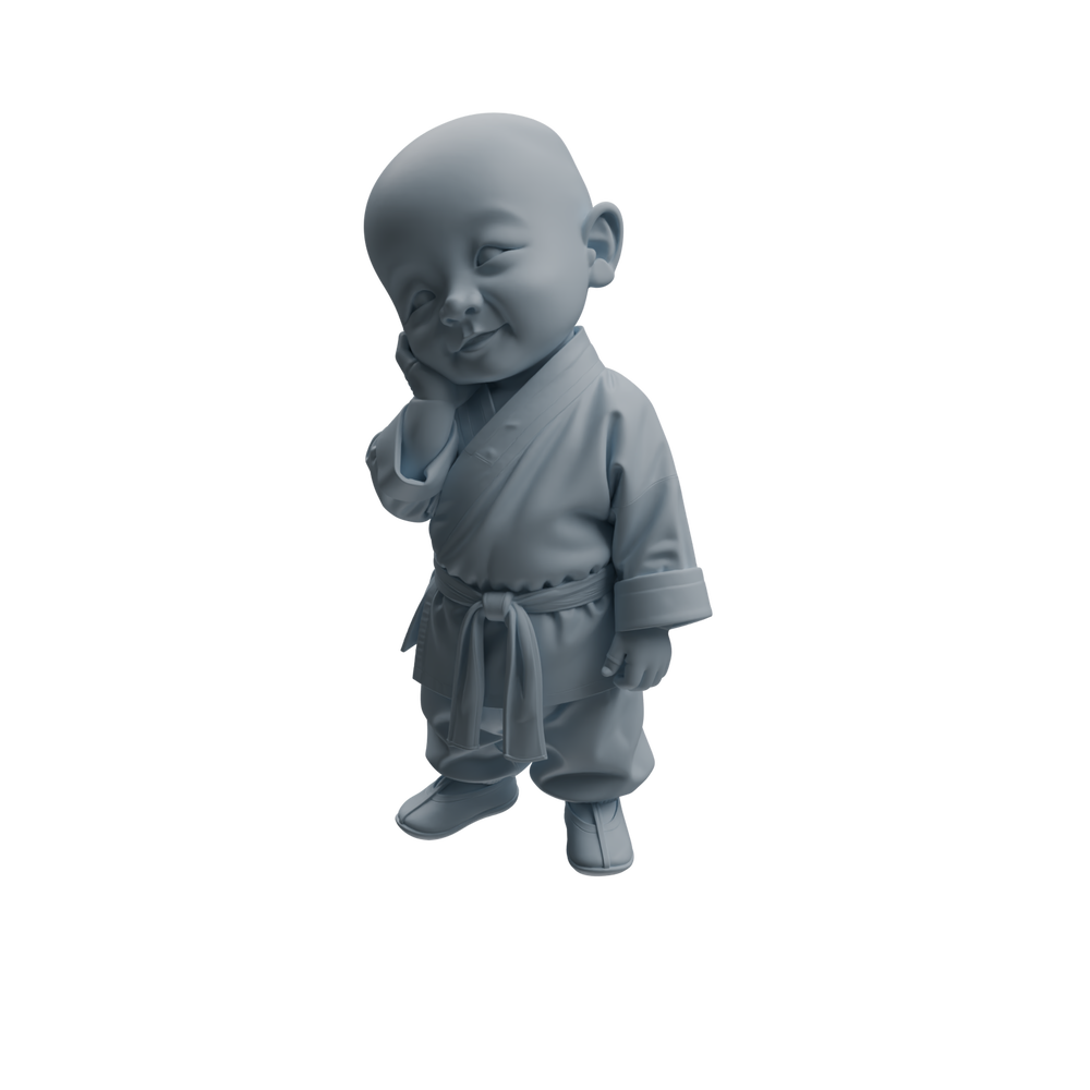 Detail view of MRY-SFW LYTR1073 Cute Expression Little Monk Character Modern Model 3 pcs Model