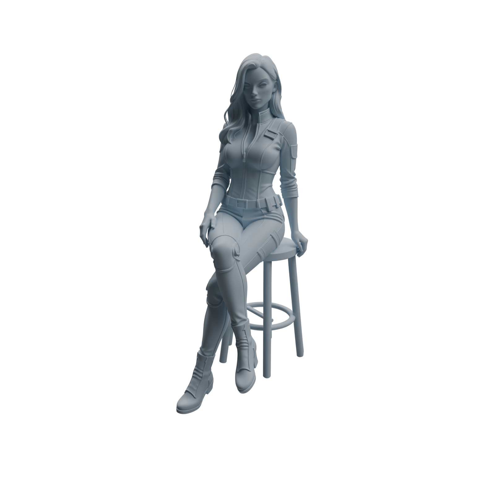 Detail view of MRY-SFW LYTR955 Seated Female Police Officer Character Modern Model 4 pcs Model
