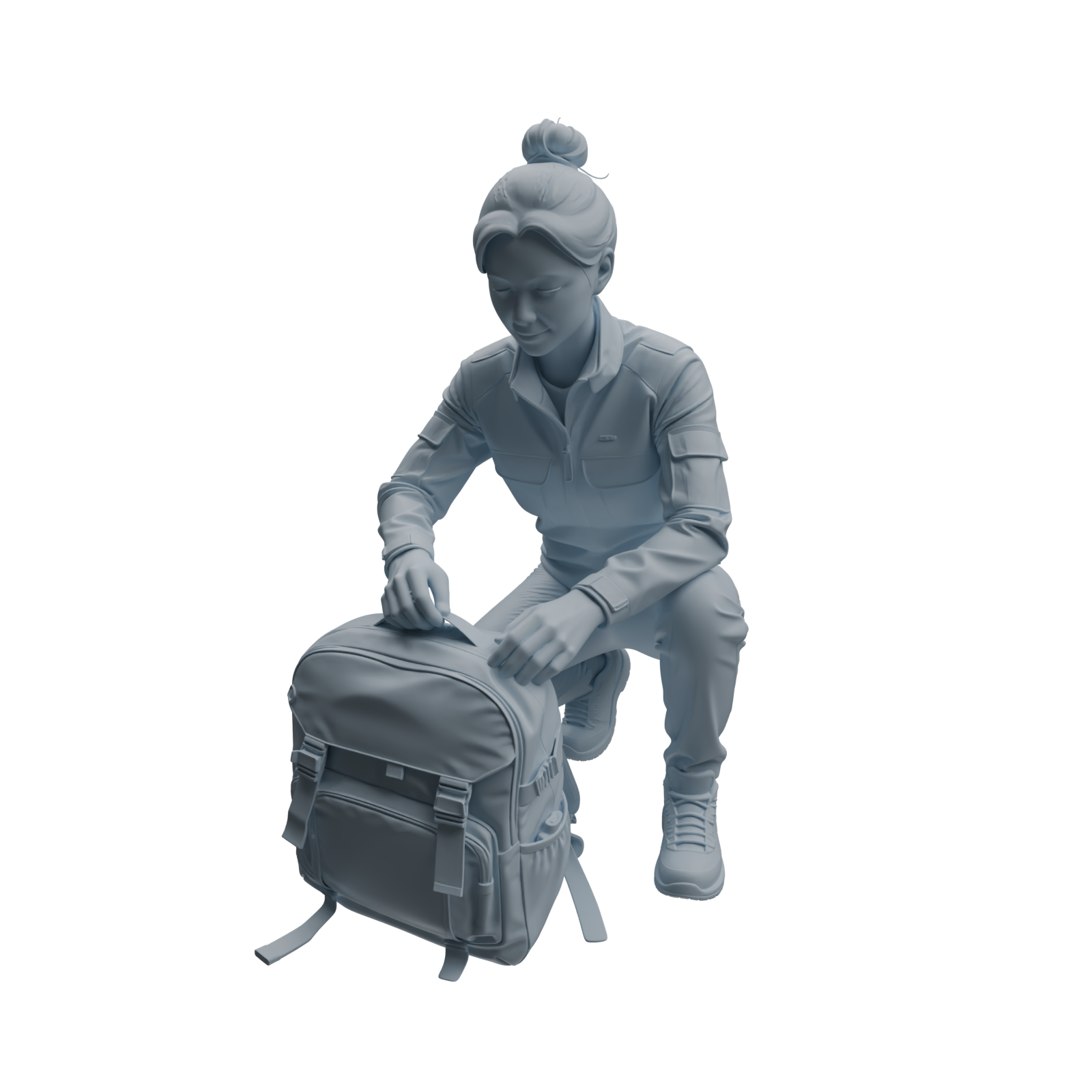 Detail view of MRY-SFW LYTR1016 Hiking Camping Female Character Modern Model 4 pcs Model