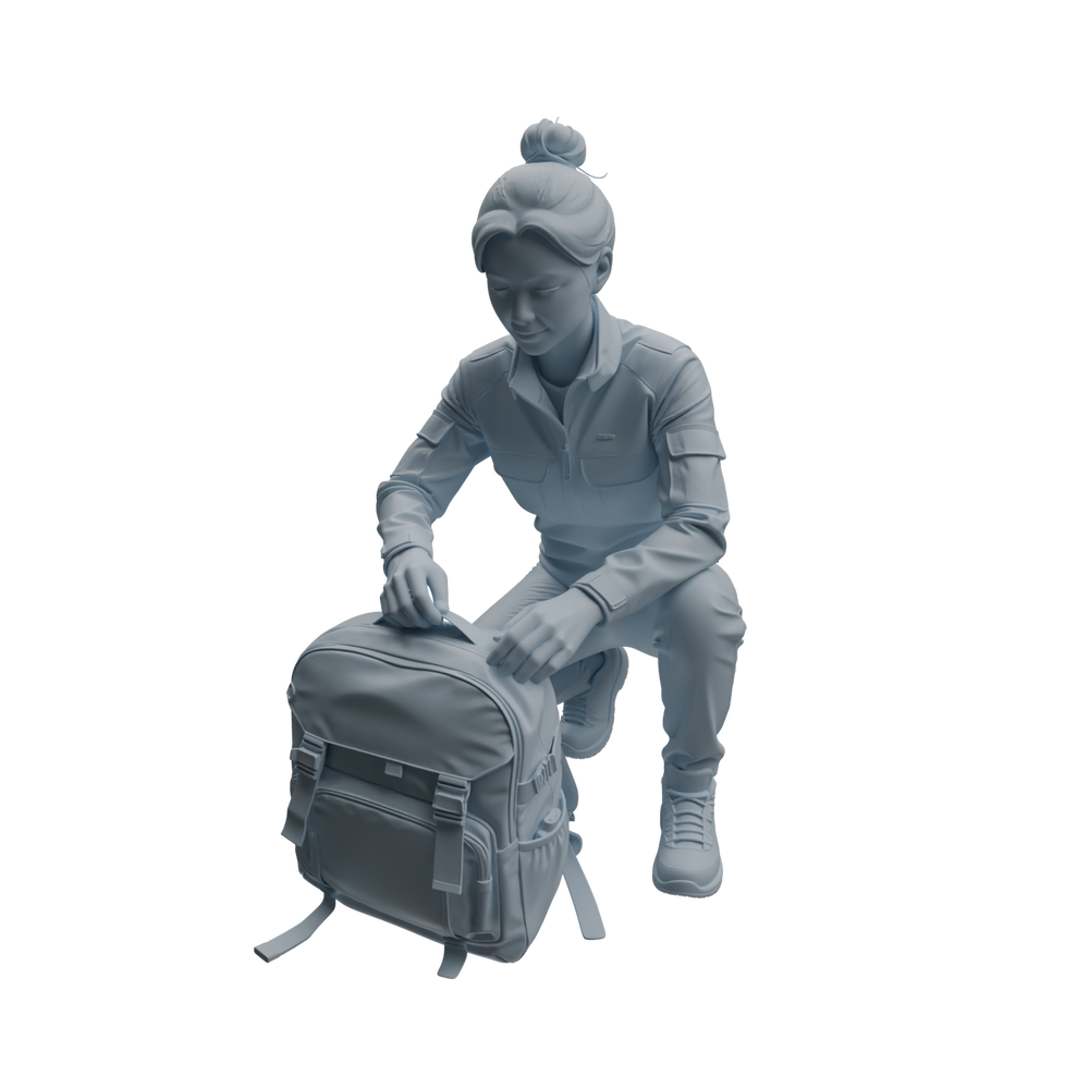 Detail view of MRY-SFW LYTR1016 Hiking Camping Female Character Modern Model 4 pcs Model