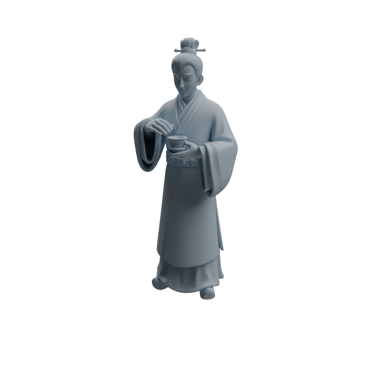 Detail view of MRY-SFW LYTR981 Ancient Cup-Holding Scholar Character Modern Model 3 pcs Model