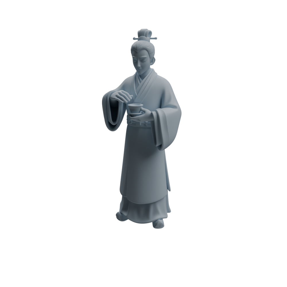 Detail view of MRY-SFW LYTR981 Ancient Cup-Holding Scholar Character Modern Model 3 pcs Model