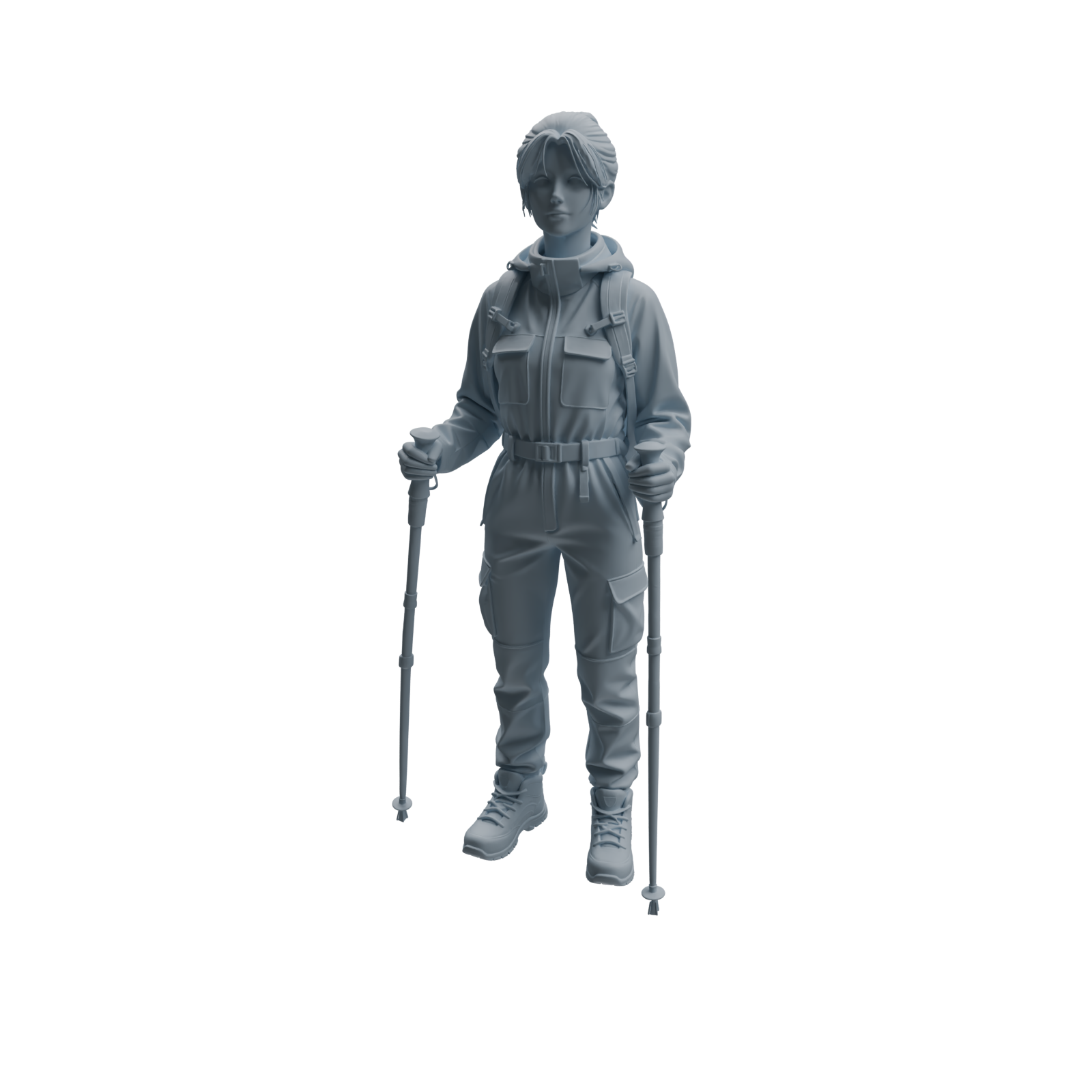 Detail view of MRY-SFW LYTR1017 Female Camping Character with Tent Modern Model 4 pcs Model