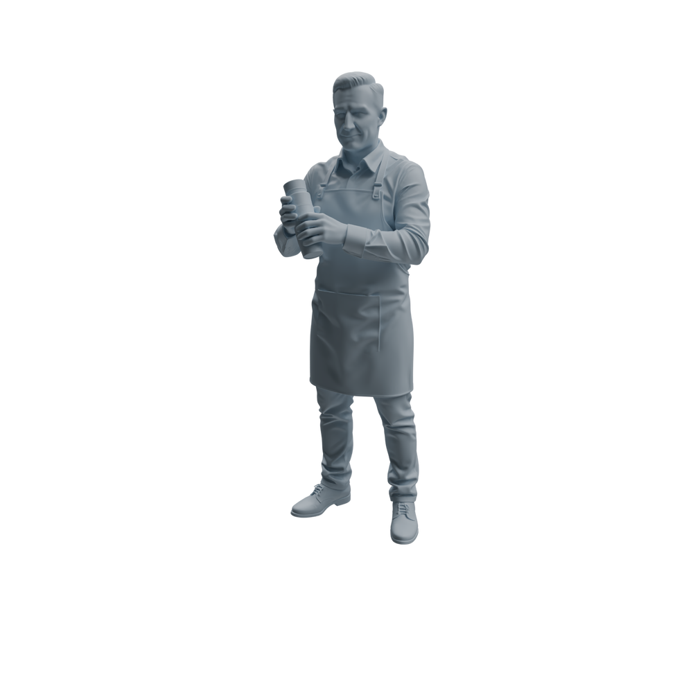 Detail view of MRY-SFW LYTR932 Bar Bartender Man Character Modern Model 3 pcs Model