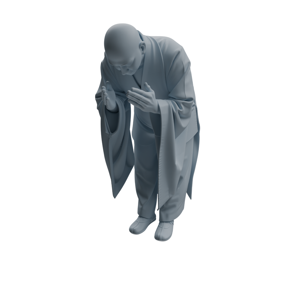 Detail view of MRY-SFW LYTR1081 Buddha-worshipping Monk Character Modern Model 4 pcs Model
