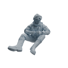 Detail view of MRY-SFW LYTR1068 Water Rescue Sitting Pose Firefighter Character Modern Model 4 pcs Model