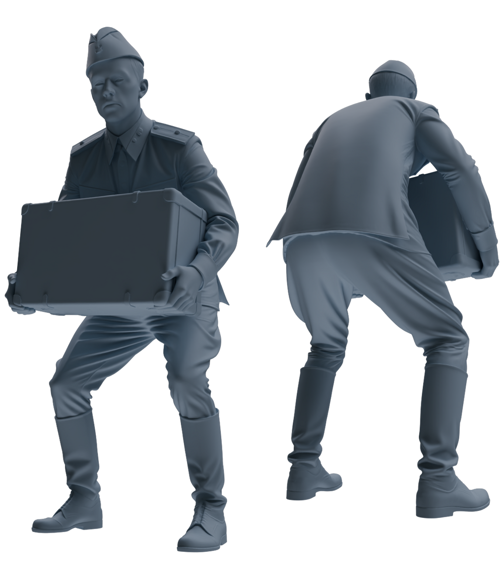 Detail view of MRY-SFW LYGR727 WWII Soviet Army War Scene Six-Person Carrying Group Model
