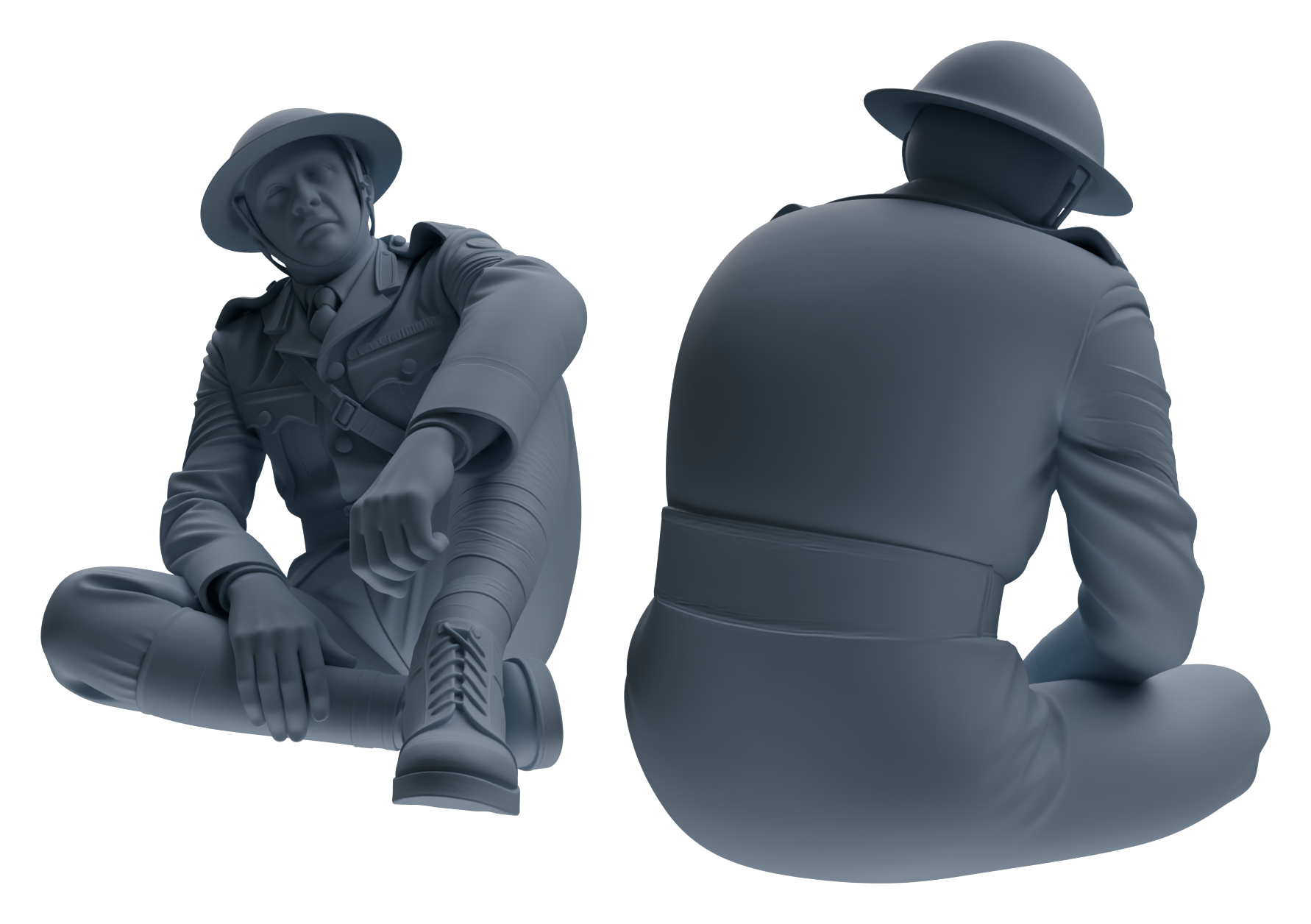 Detail view of MRY-SFW LYGR601 Historical WWII British Army Seven-Person Rest Group Model