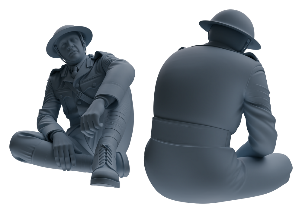 Detail view of MRY-SFW LYGR601 Historical WWII British Army Seven-Person Rest Group Model
