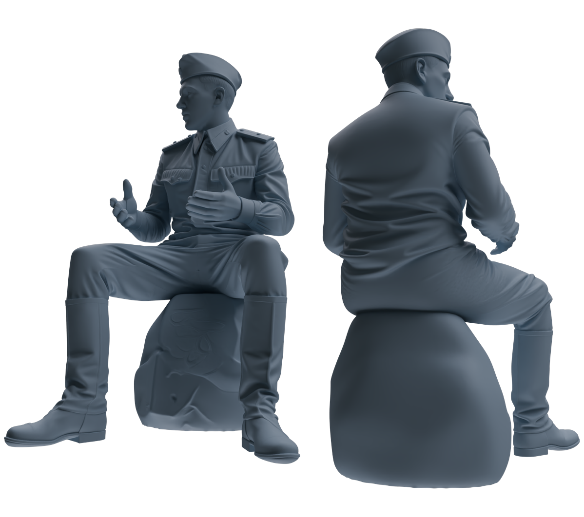 Detail view of MRY-SFW LYGR729 WWII Soviet Army War Scene Six-Person Conversation Group Model