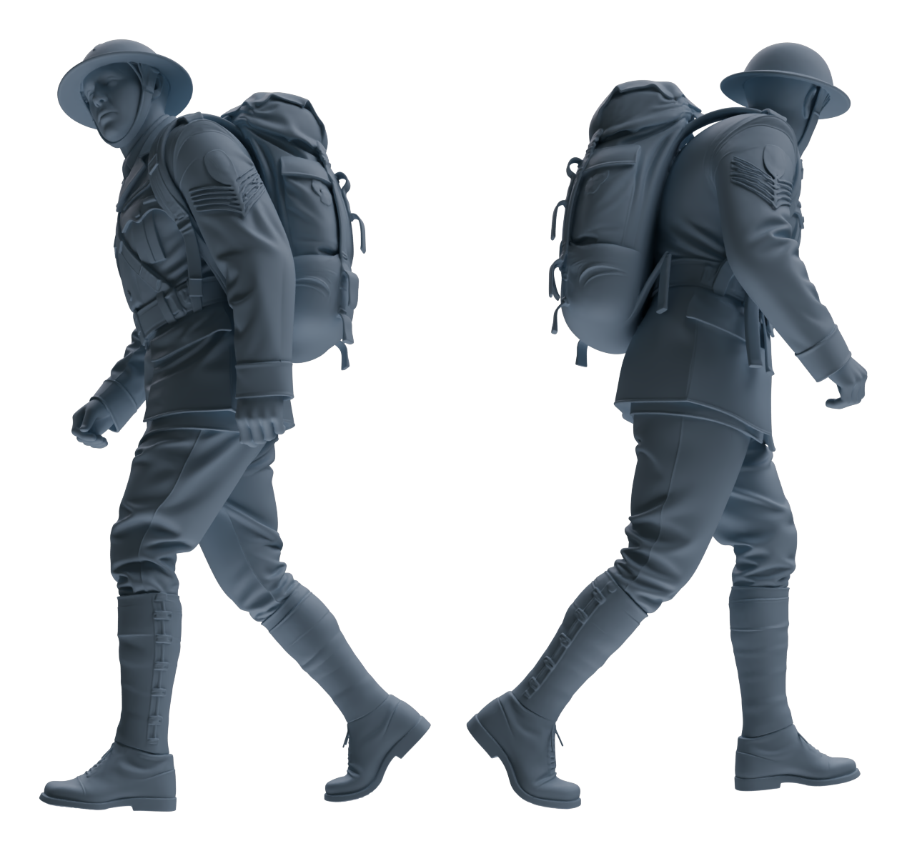 Detail view of MRY-SFW LYGR598 Historical WWII British Army Six-Person Carrying Group Model