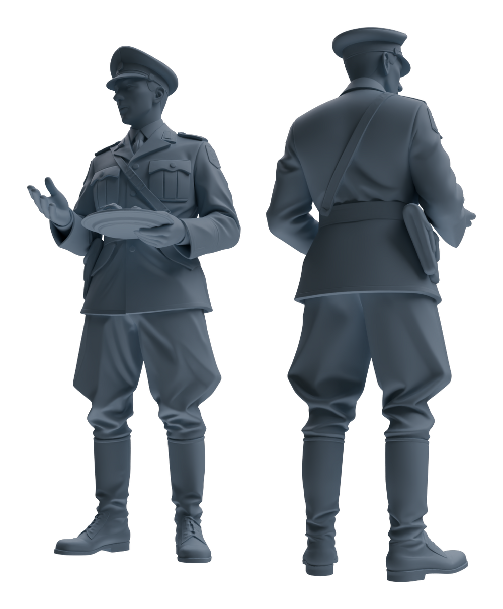 Detail view of MRY-SFW LYGR580 WWII French Army Six-Person Mess Hall Group Model