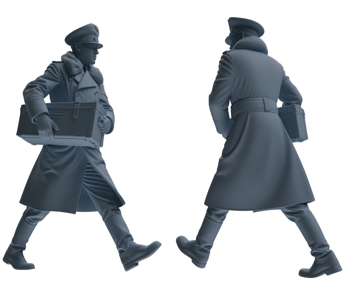 Detail view of MRY-SFW LYGR712 WWII German Army Officer War Scene Six-Person Carrying Group Model