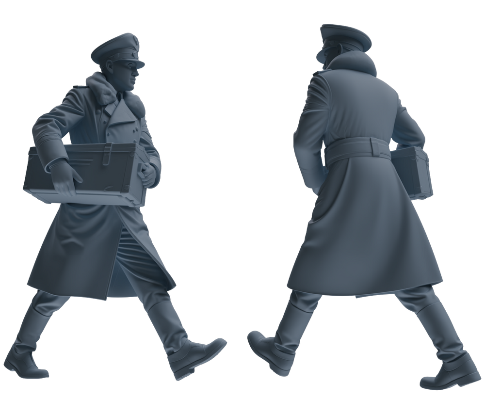 Detail view of MRY-SFW LYGR712 WWII German Army Officer War Scene Six-Person Carrying Group Model