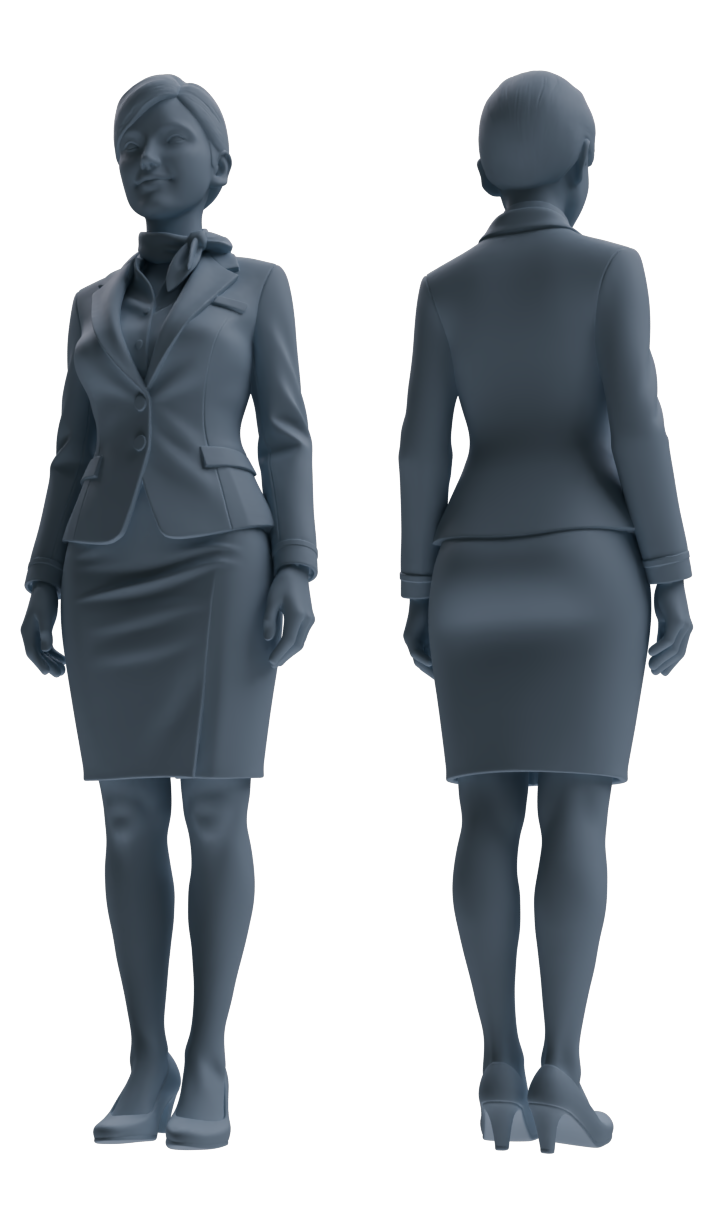 Detail view of MRY-SFW LYTR860 Flight Attendant Uniform Woman Figure Modern Model 3 pcs Miniature Car Diorama Figures Scene Props Accessories Resin Model