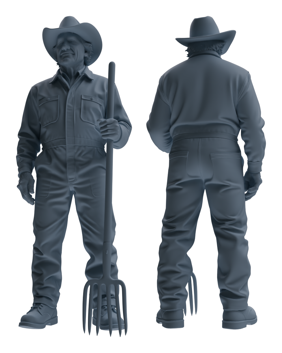 Detail view of MRY-SFW LYTR922 Farm Cowboy Worker Multi-pose Modern Model 3 pcs Model