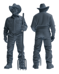 Detail view of MRY-SFW LYTR922 Farm Cowboy Worker Multi-pose Modern Model 3 pcs Model