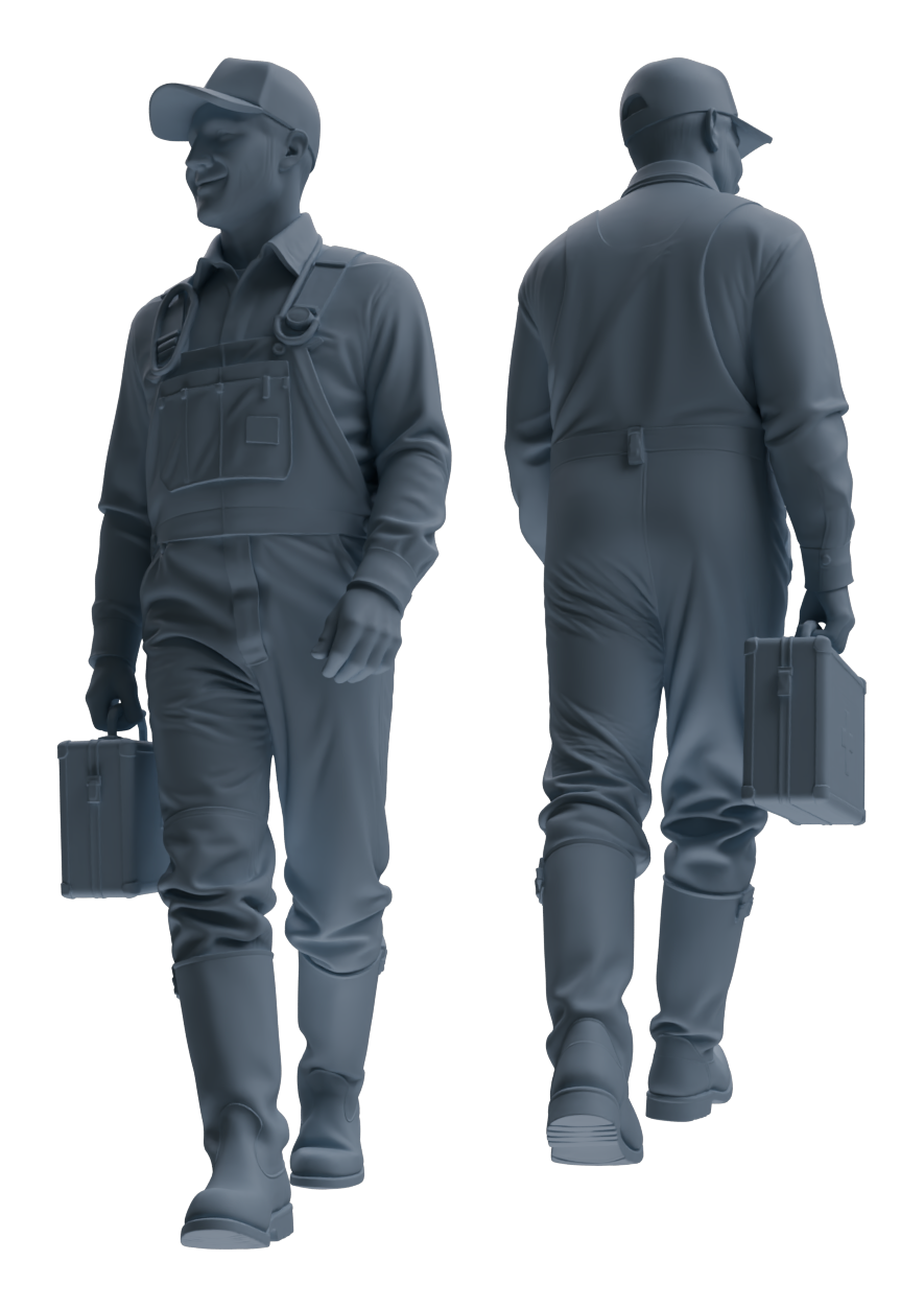 Detail view of MRY-SFW LYTR913 Farm Worker Man Multi-pose Modern Model 4 pcs Model