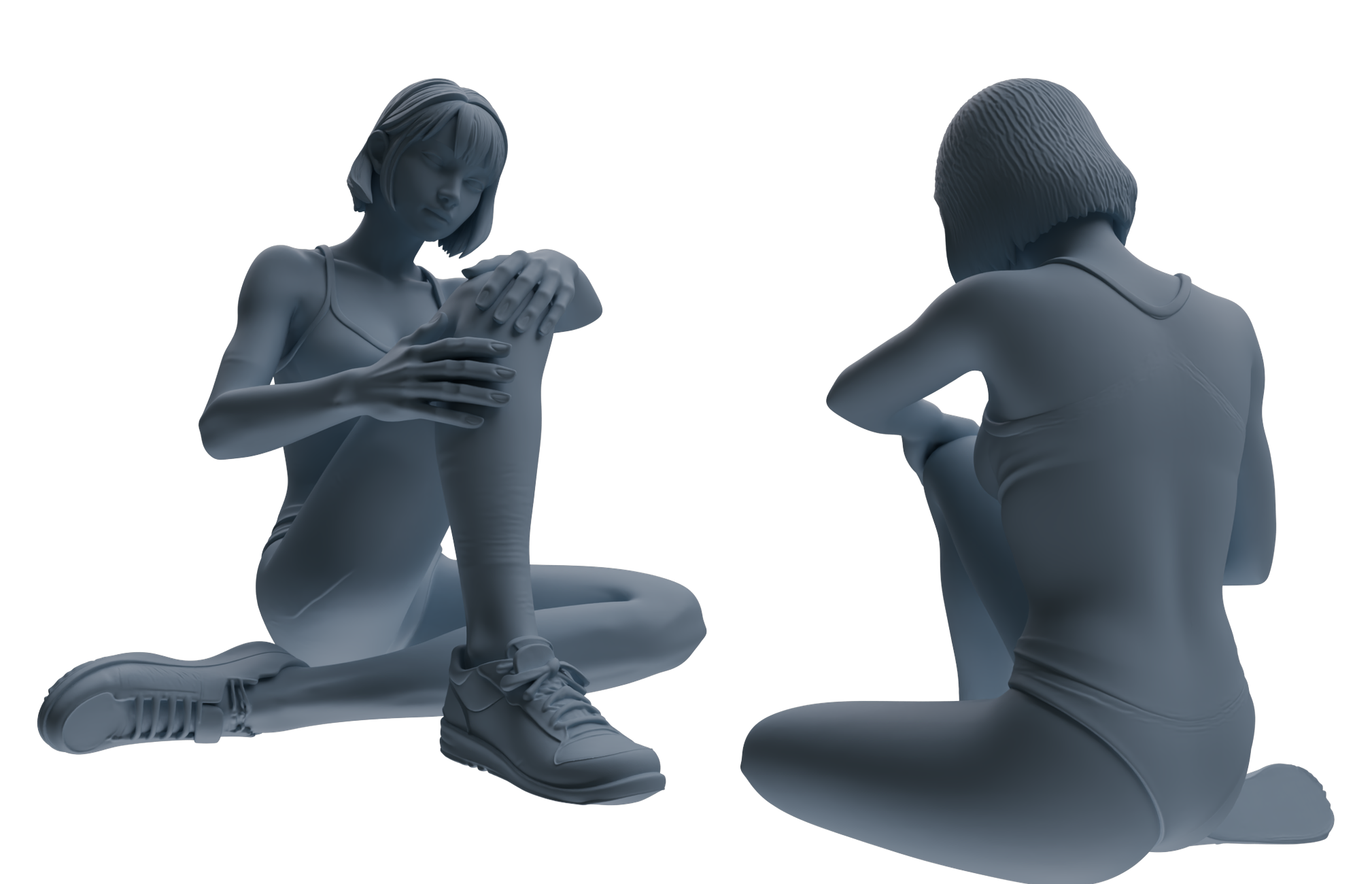 Detail view of MRY-SFW LYTR832 Resting Female Athlete Figure Modern Model 6 pcs Miniature Car Diorama Figures Scene Props Accessories Resin Model