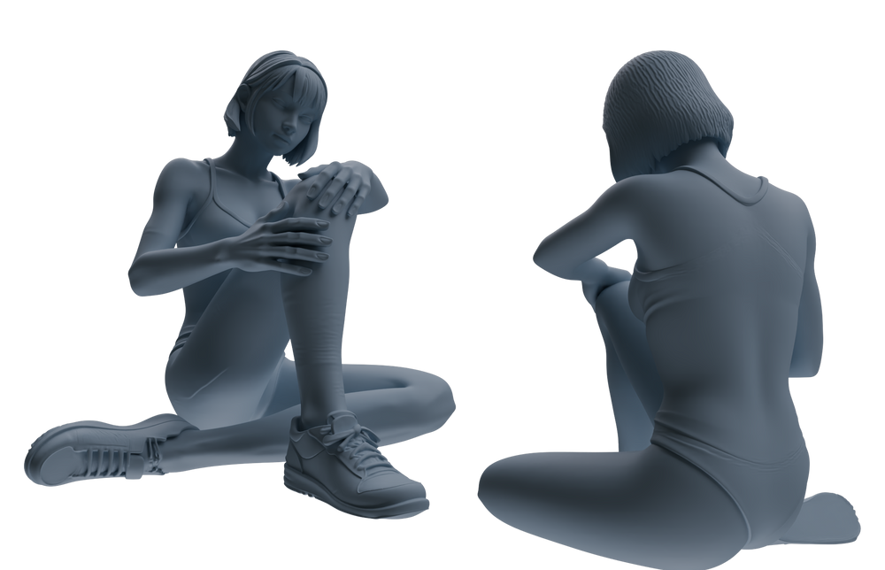 Detail view of MRY-SFW LYTR832 Resting Female Athlete Figure Modern Model 6 pcs Miniature Car Diorama Figures Scene Props Accessories Resin Model