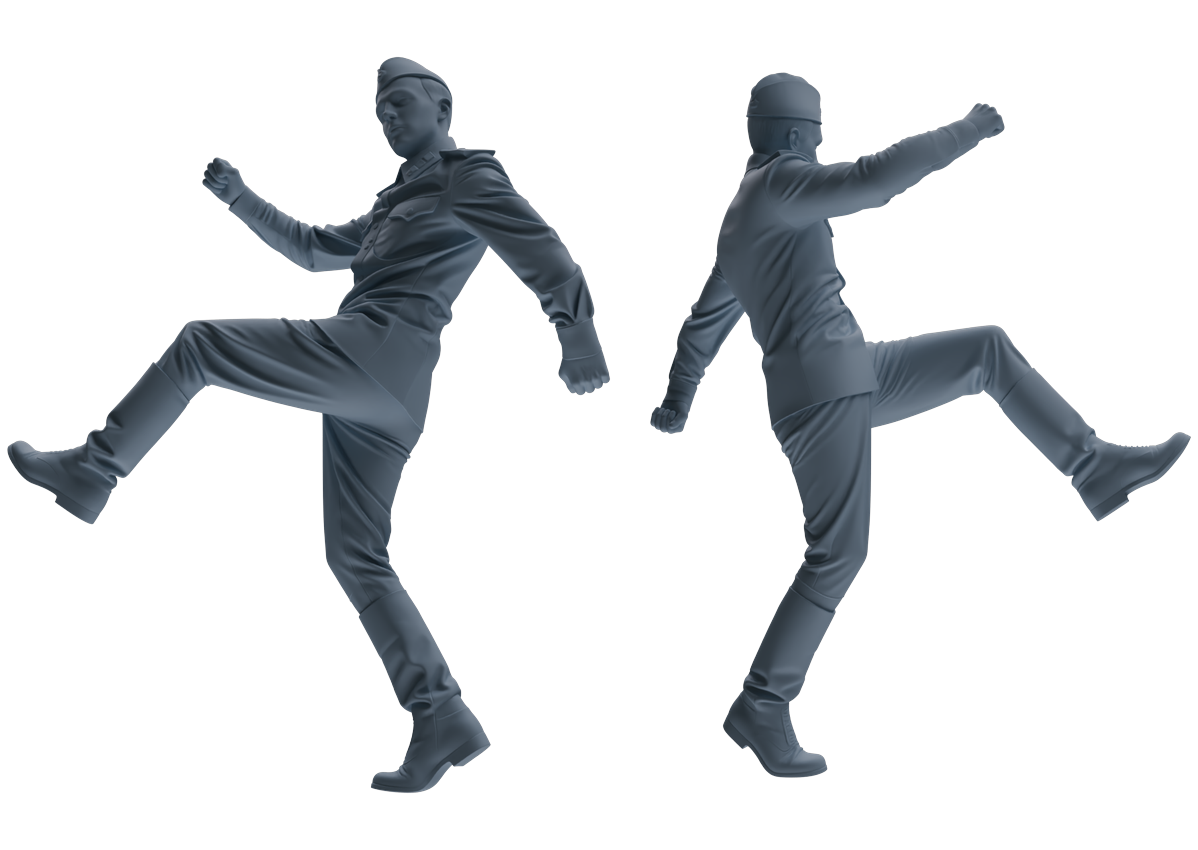 Detail view of MRY-SFW LYGR733 WWII Soviet Army War Scene Six-Person Dancing Group Model