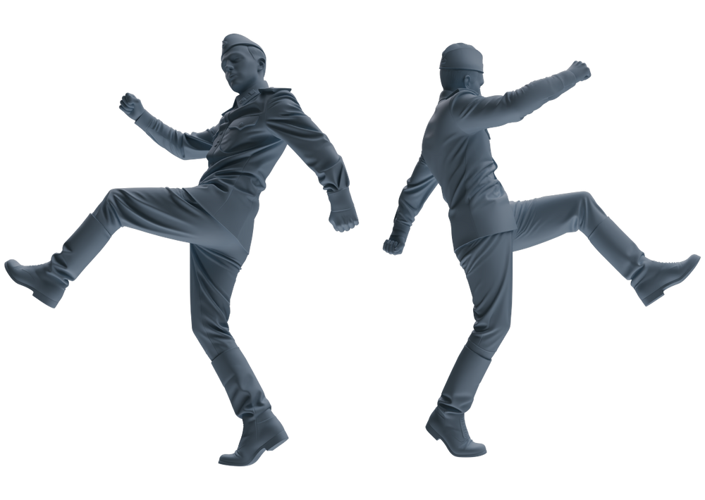 Detail view of MRY-SFW LYGR733 WWII Soviet Army War Scene Six-Person Dancing Group Model
