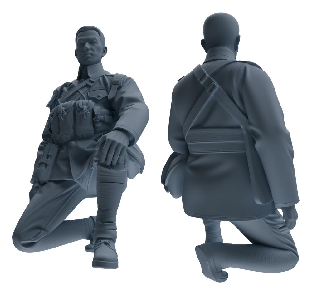 Detail view of MRY-SFW LYGR610 Historical People's Liberation Army Six-Person Command Group Model