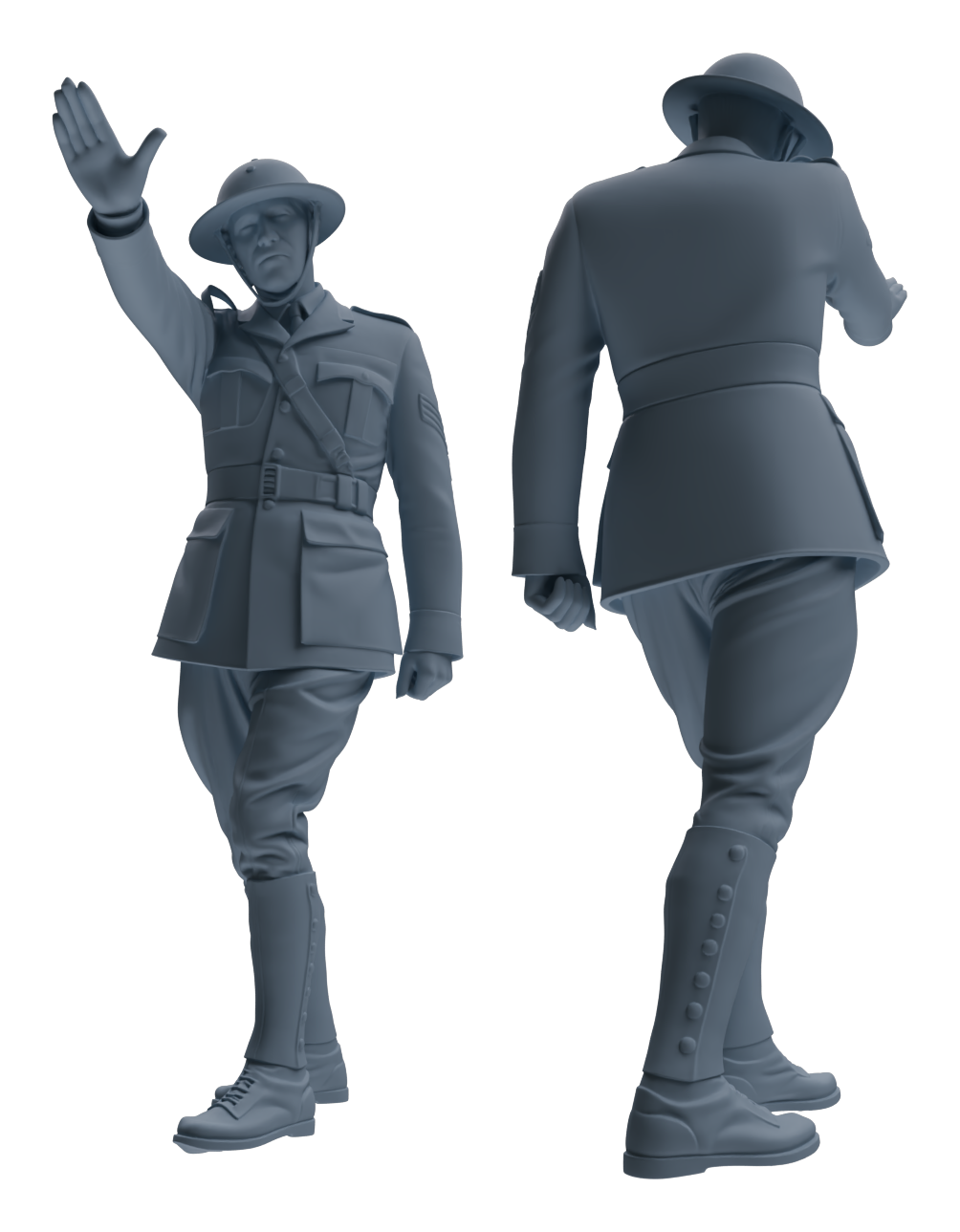 Detail view of MRY-SFW LYGR602 Historical WWII British Army Six-Person Training Group Model