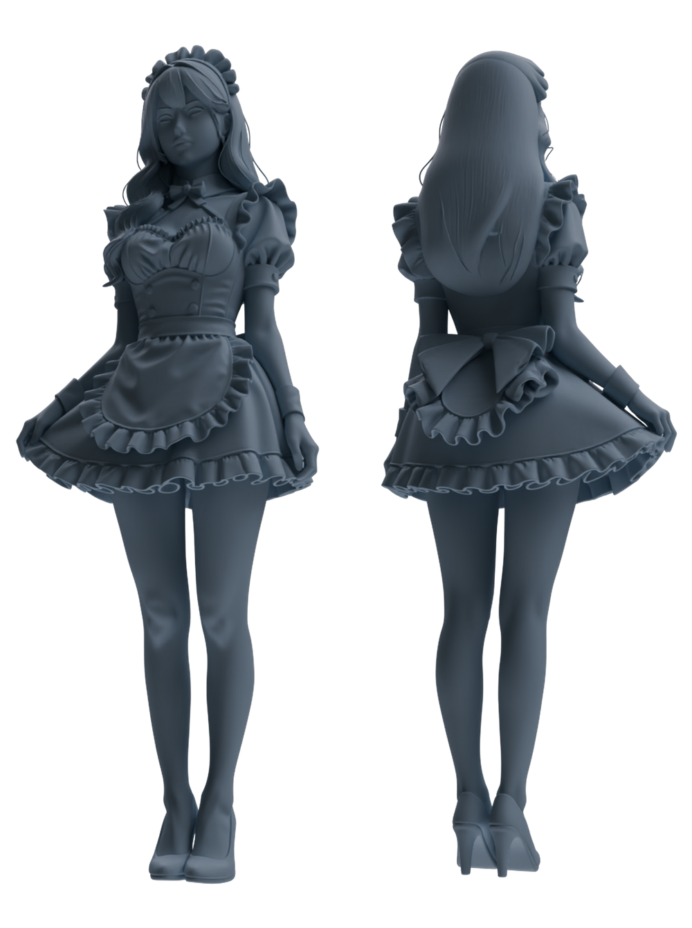 Detail view of MRY-SFW LYTR876 Maid Uniform Girl Figure Modern Model 4 pcs Model