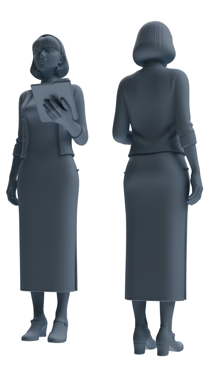 Detail view of MRY-SFW LYTR856 Cheongsam Woman Figure Modern Model 3 pcs Miniature Car Diorama Figures Scene Props Accessories Resin Model