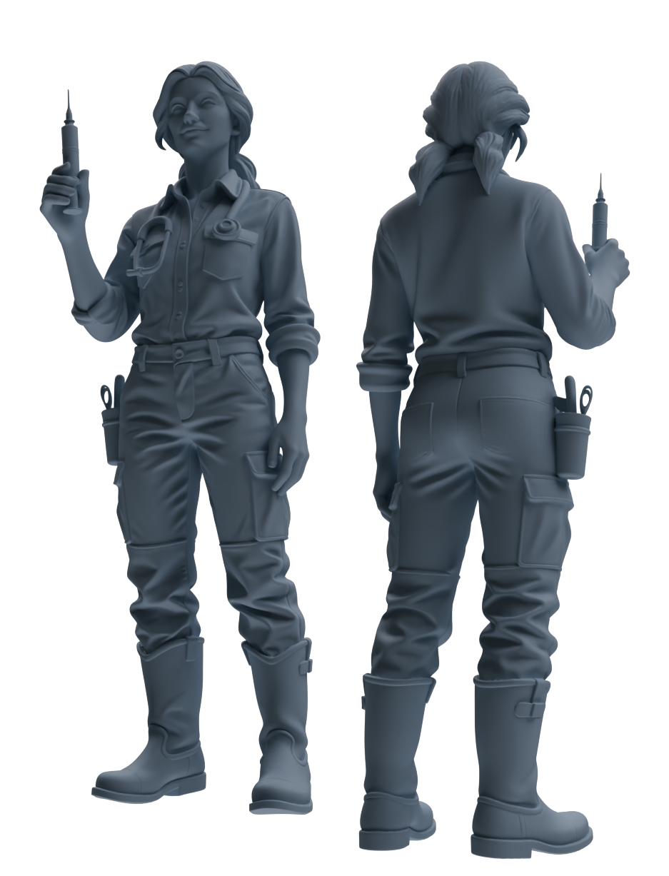 Detail view of MRY-SFW LYTR912 Farm Veterinarian with Livestock Modern Model 4 pcs Model
