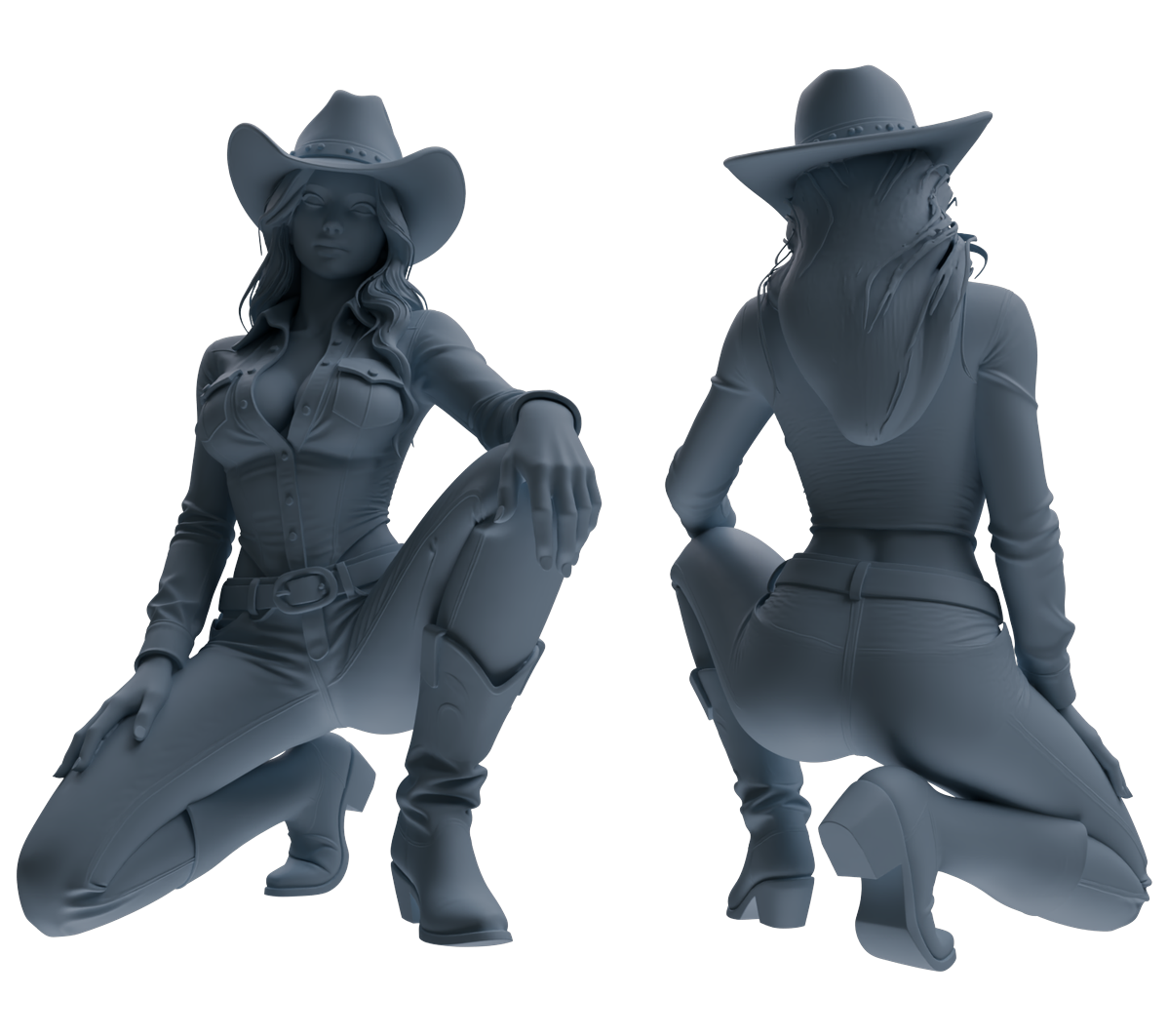 Detail view of MRY-SFW LYTR891 Western Cowgirl Modern Model 4 pcs Model