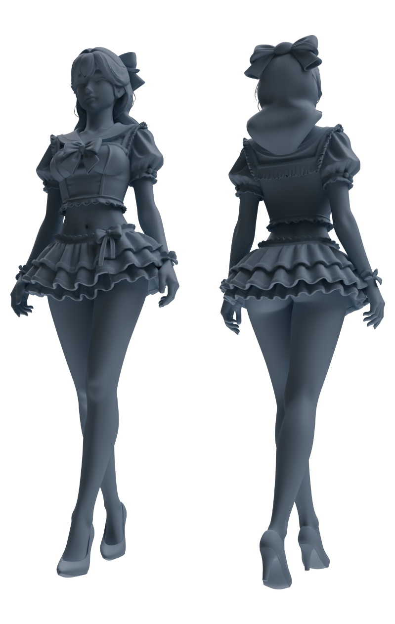Detail view of MRY-SFW LYTR883 Sailor Uniform Girl Figure Modern Model 3 pcs Model