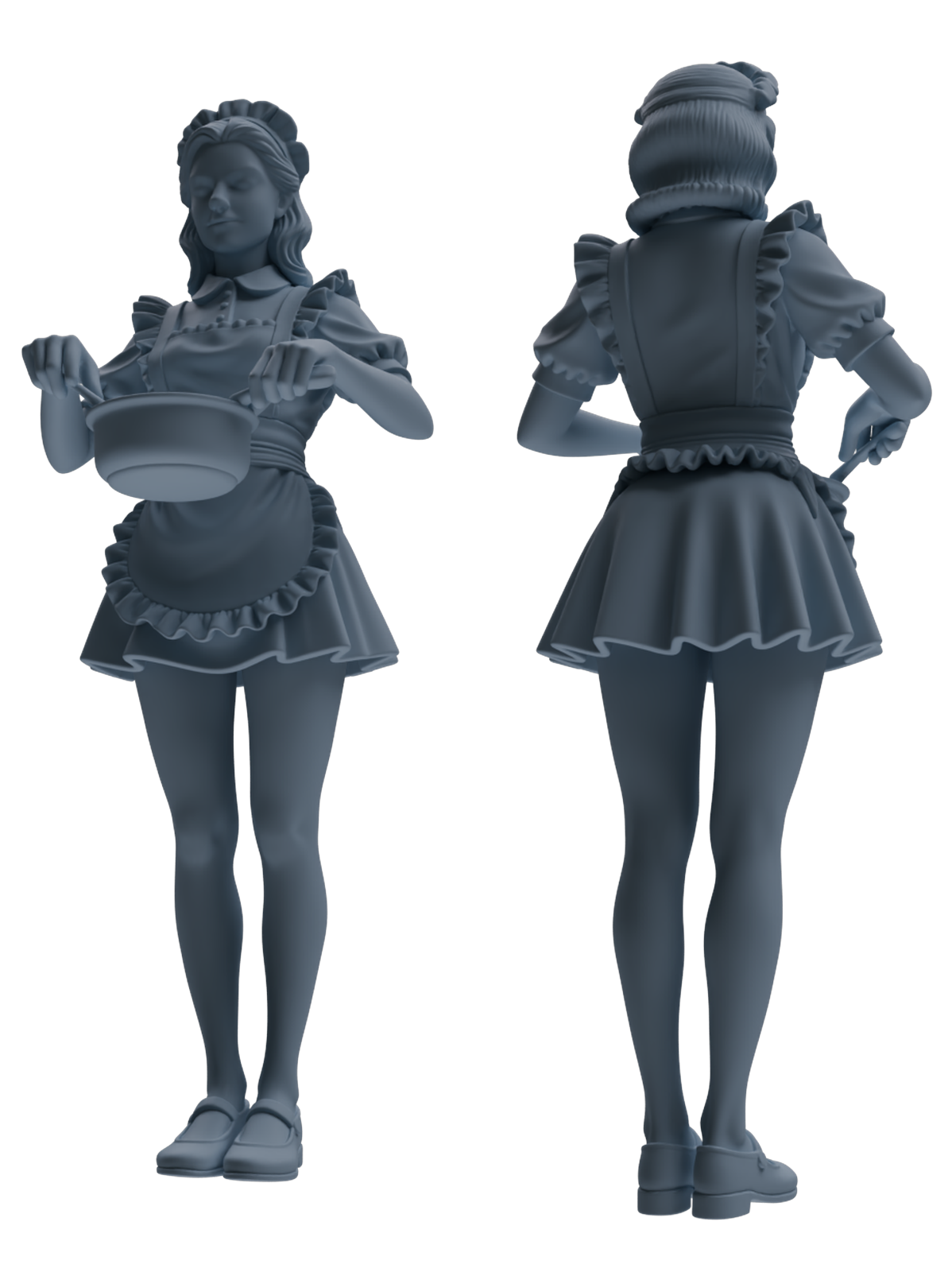 Detail view of MRY-SFW LYTR851 Maid Outfit Figure Modern Model 4 pcs Miniature Car Diorama Figures Scene Props Accessories Resin Model