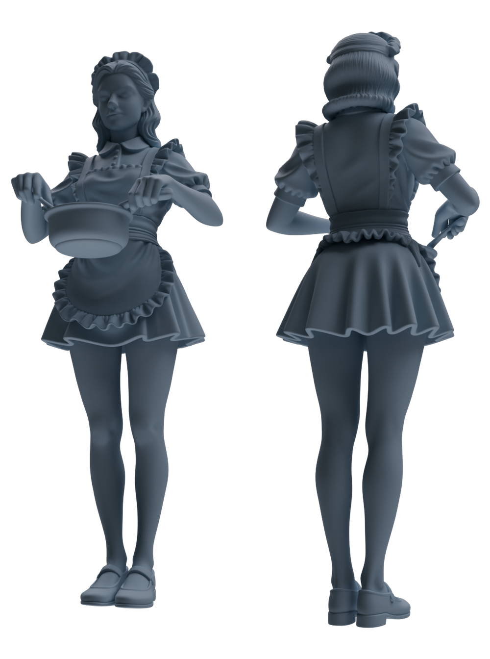 Detail view of MRY-SFW LYTR851 Maid Outfit Figure Modern Model 4 pcs Miniature Car Diorama Figures Scene Props Accessories Resin Model