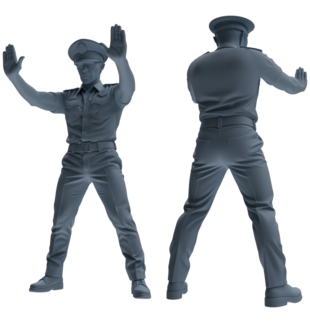 Detail view of MRY-SFW LYGR773 Modern Hong Kong Police Seven-Person Blocking Group Model