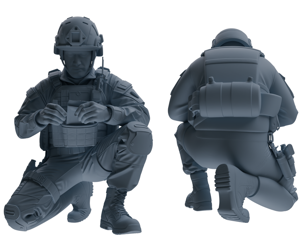 MRY-SFW SSTR205 Miniatures Soldier Model Kit Multi-Pose Modern & WWII Soldier Model 6 pcs
