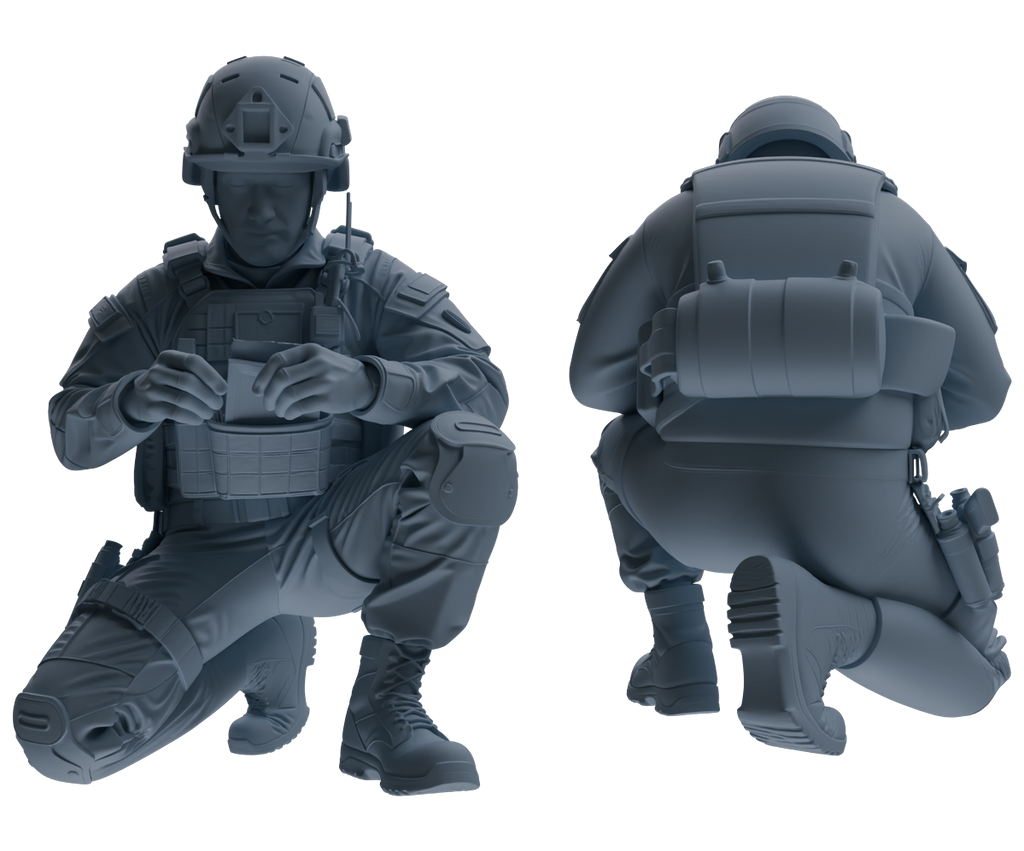 MRY-SFW SSTR205 Miniatures Soldier Model Kit Multi-Pose Modern & WWII Soldier Model 6 pcs