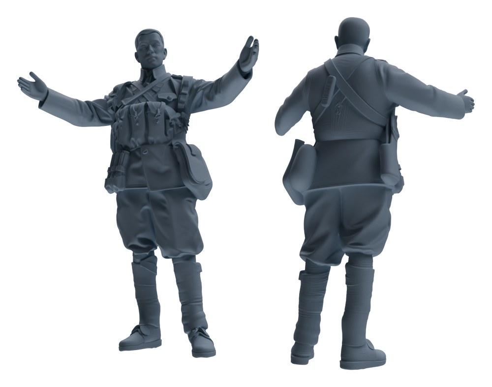 Detail view of MRY-SFW LYGR607 Historical People's Liberation Army Six-Person Daily Routine 2 Model