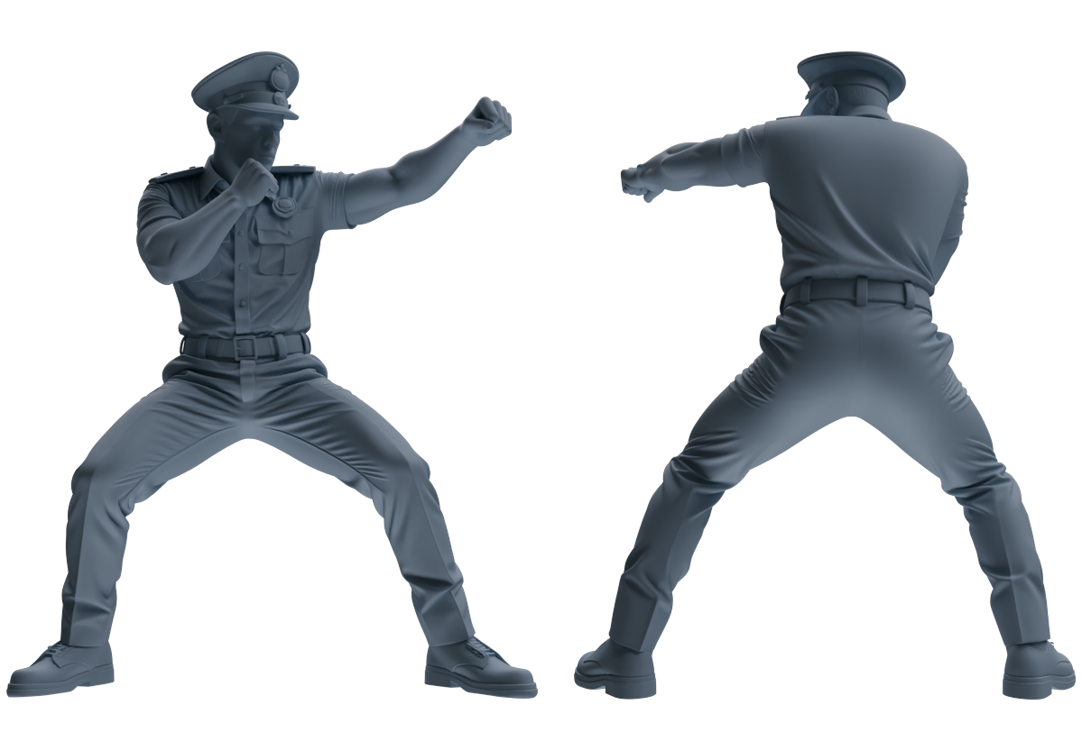 Detail view of MRY-SFW LYGR763 Modern Hong Kong Police Six-Person Combat Group Model
