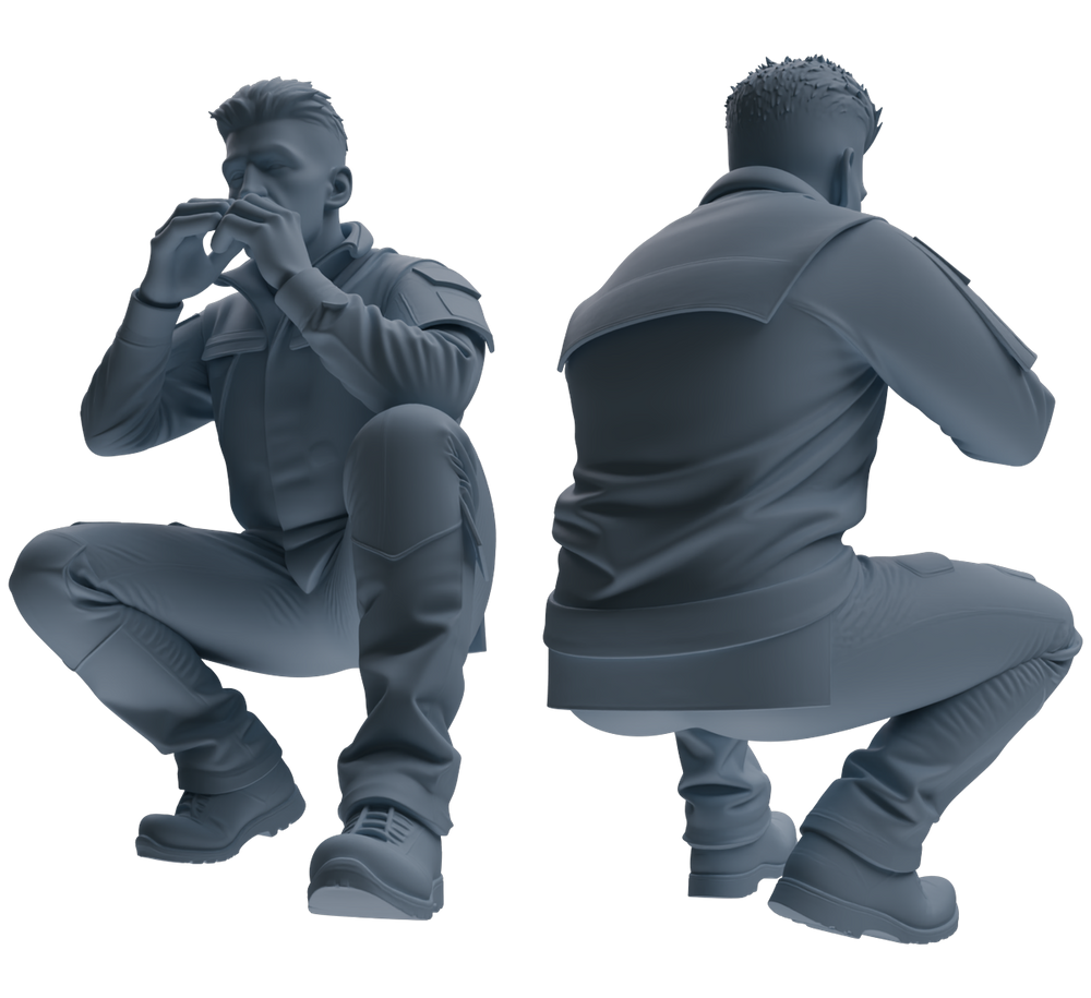 Detail view of MRY-SFW LYGR686 Modern U.S. Military Seven-Person Eating Group Model